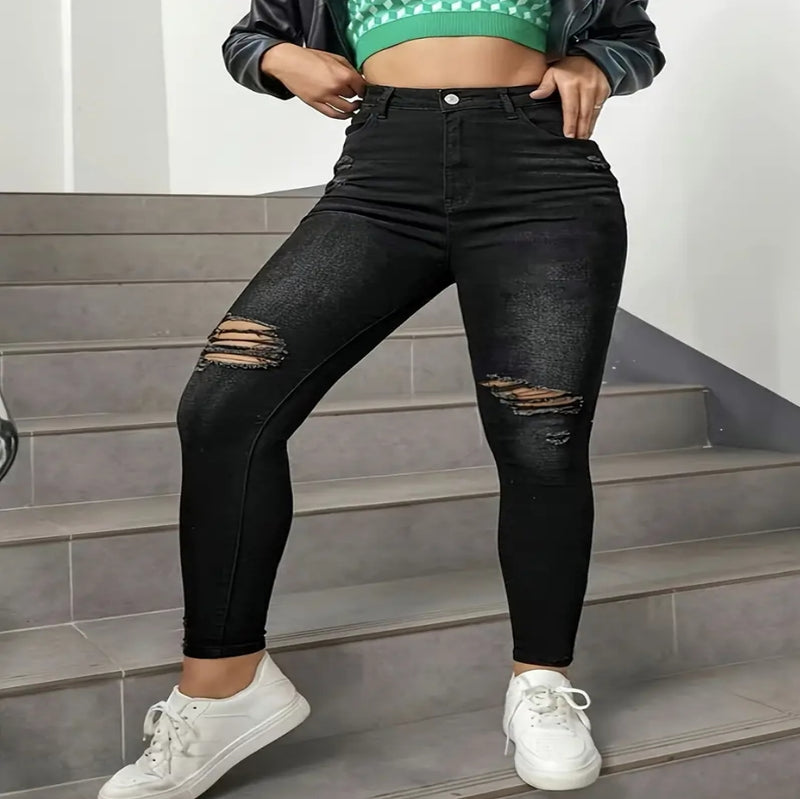 Calça Jeans Skinny Rasgada