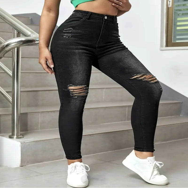 Calça Jeans Skinny Rasgada