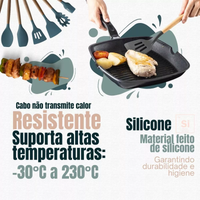 Kit C/12 Utensílios De Cozinha Nylon Ability com Cabo de Madeira Oak