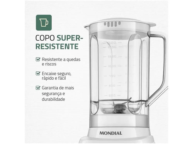Liquidificador Mondial L-97-W 2 Velocidades + Pulsar 550W Branco