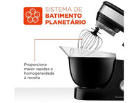 Batedeira Planetário Mondial Preto e Inox 700W - 110V