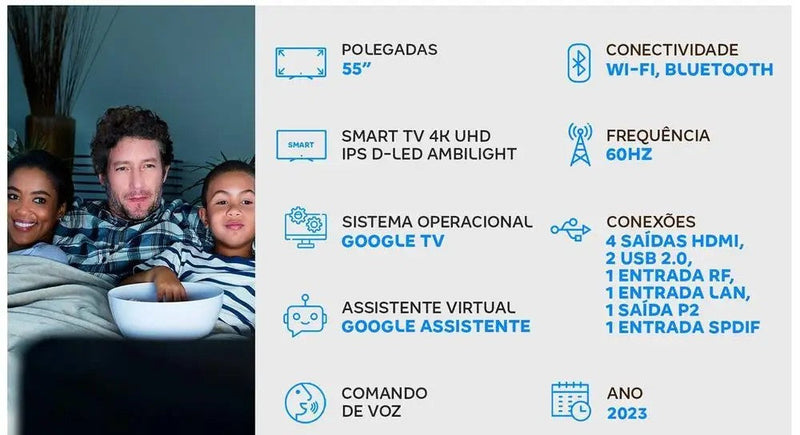 Smart TV 55” Ambilight Philips 4K D-LED  55PUG7908/78