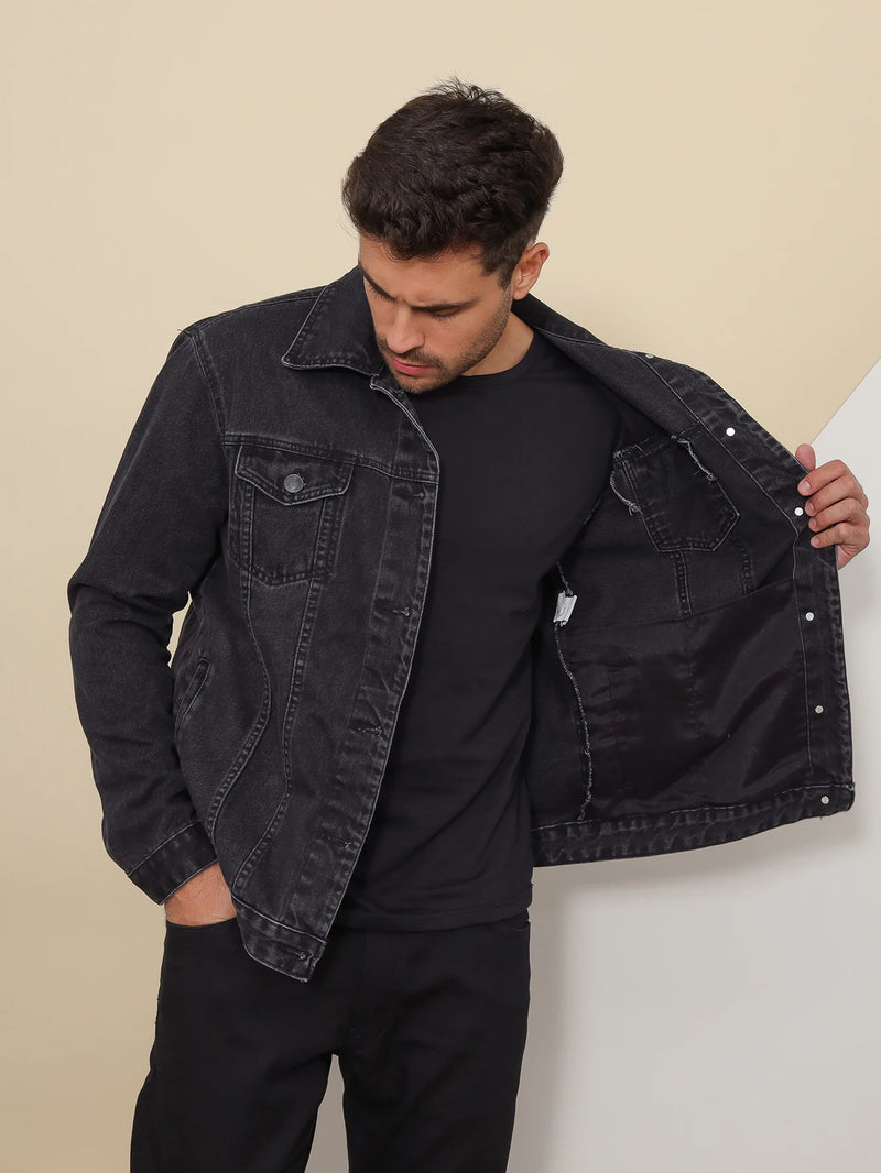 Jaqueta Jeans Preta Masculina Premium