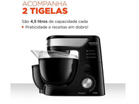 Batedeira Planetário Mondial Preto e Inox 700W - 110V