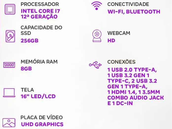 Notebook Asus Vivobook 16 Intel Core i7 8GB 256GB