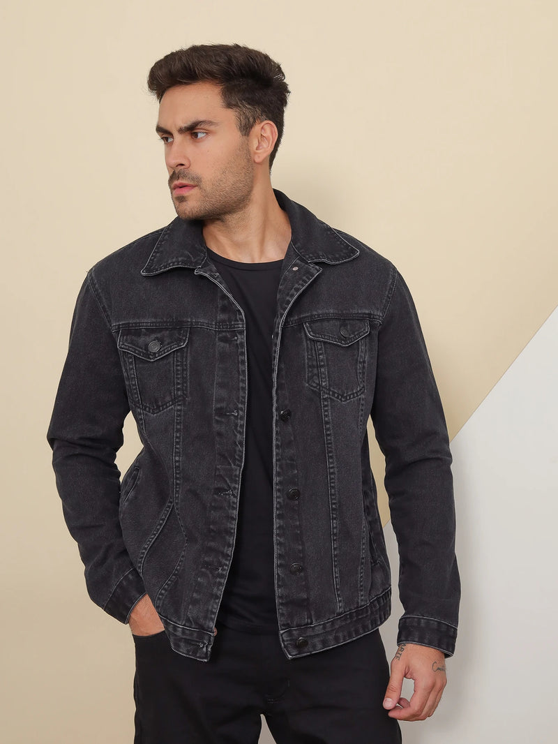 Jaqueta Jeans Preta Masculina Premium