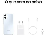 Samsung Galaxy A06 (128GB/4GB RAM) Branco 6,7" Câm. Dupla + Selfie 8MP