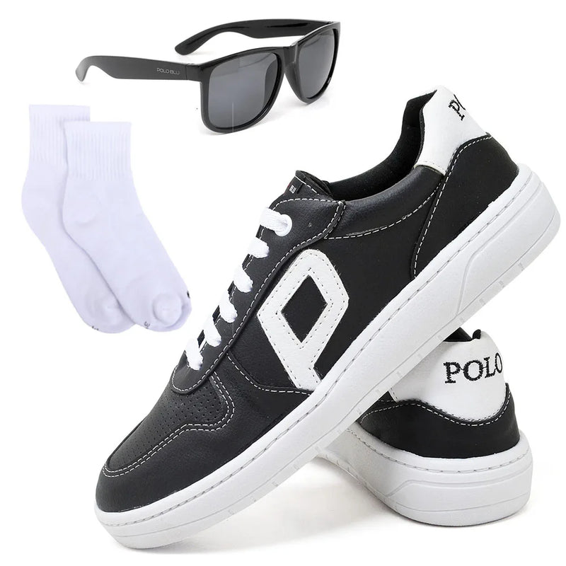 Kit Tênis Masculino Polo Blu + Meia + Óculos