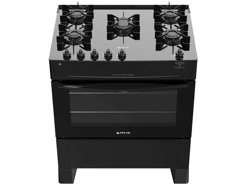 Fogão Atlas 5 Bocas Mônaco Top Glass Acendimento Automático 86,5L