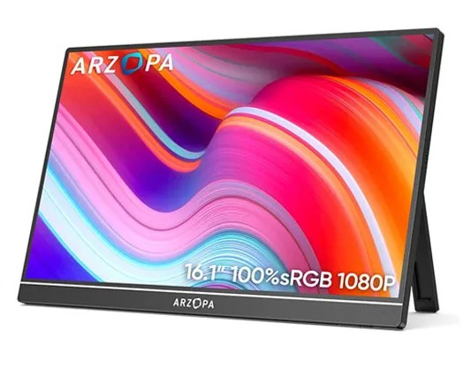 Monitor Portátil ARZOPA 16.1'' 1080p Segundo Monitor Tela Externa para MAC Laptop PC Xbox/PS/Switch,Z1C