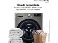 Lavadora Lava e Seca LG VC4 12kg CV5012PC4 com Inteligência Artificial