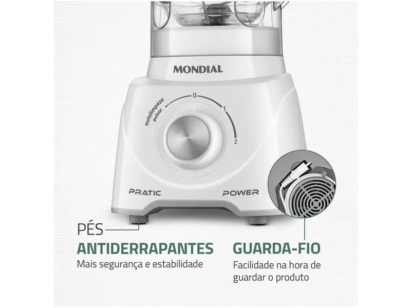 Liquidificador Mondial L-97-W 2 Velocidades + Pulsar 550W Branco