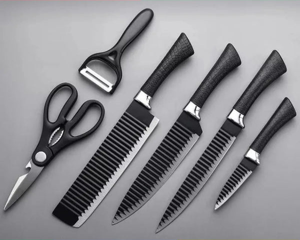 Conjunto Premium de Facas Profissionais de Aço Inoxidável Black Wave