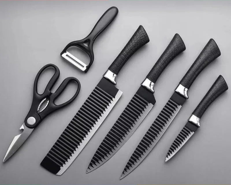 Conjunto Premium de Facas Profissionais de Aço Inoxidável Black Wave
