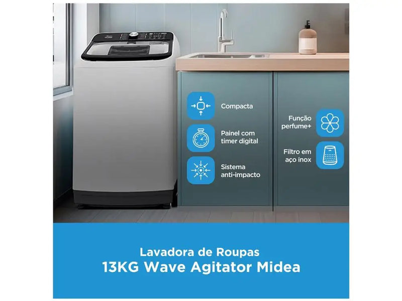 Máquina de Lavar 15kg Midea Wave Agitator