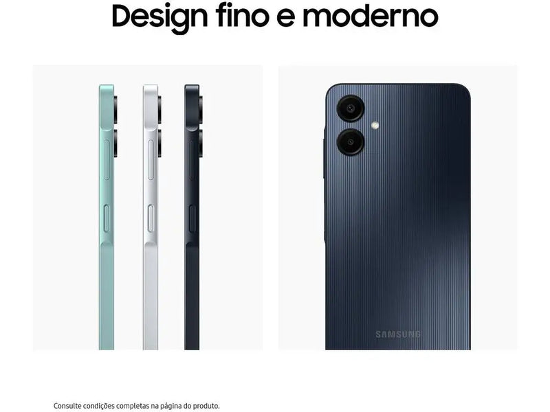 Samsung Galaxy A06 (128GB/4GB RAM) Branco 6,7" Câm. Dupla + Selfie 8MP