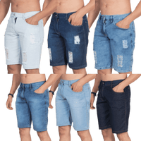 Bermuda Jeans Masculina Lisa e Destroyed