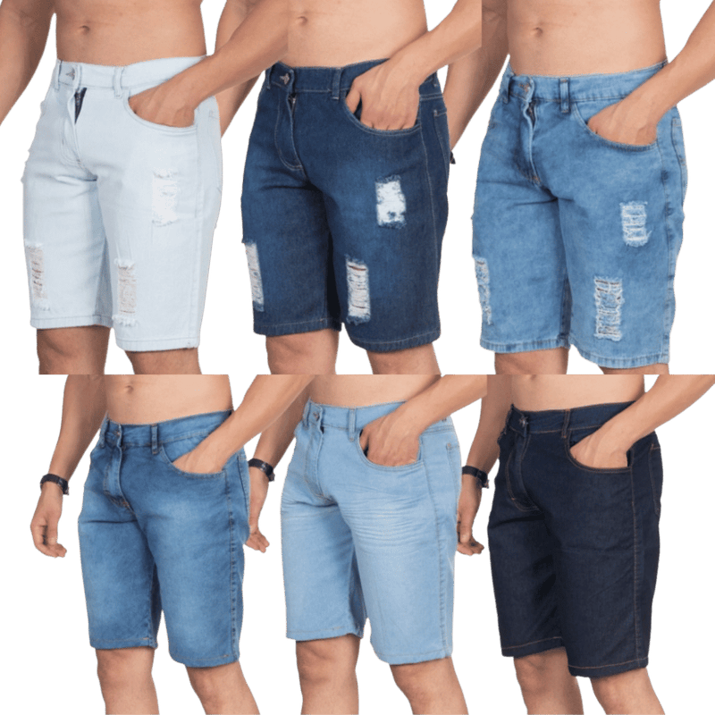 Bermuda Jeans Masculina Lisa e Destroyed