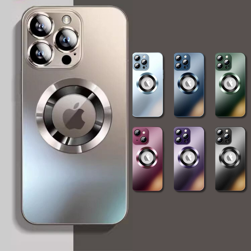 Capinhas de Vidro Fosco para iPhone com Anel de Metal Magnético