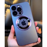 Capinhas de Vidro Fosco para iPhone com Anel de Metal Magnético