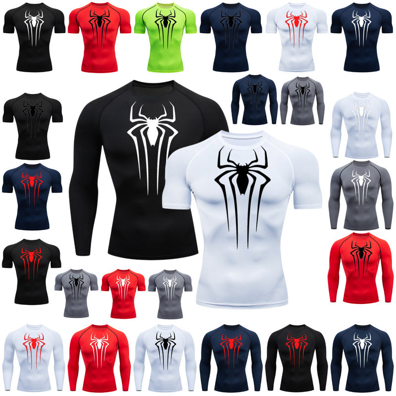 Camiseta De Compressão Homem aranha De Manga Curta e Manga Longa