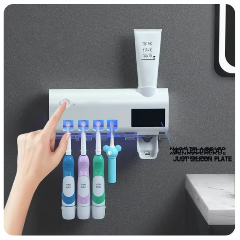 Porta Escova de Dentes com Dispenser (Sem ou Com Esterilizador UV Automático)