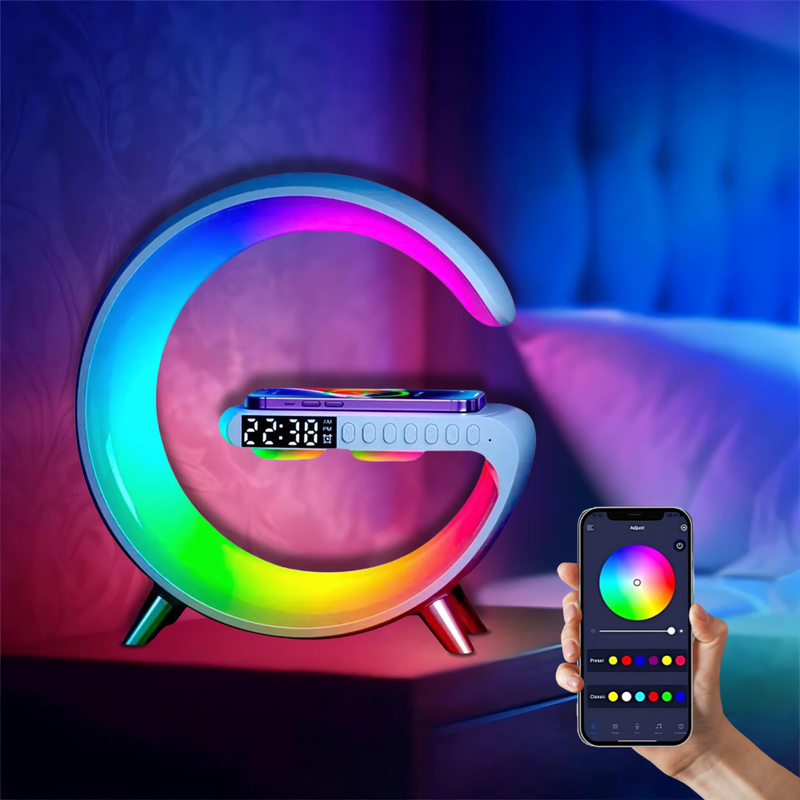Luminária G Speak RGB de Mesa 5 em 1 Bluetooth com Carregamento por Indução