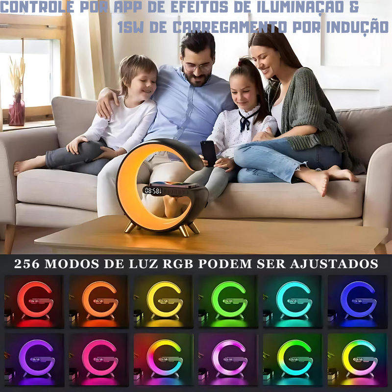 Luminária G Speak RGB de Mesa 5 em 1 Bluetooth com Carregamento por Indução
