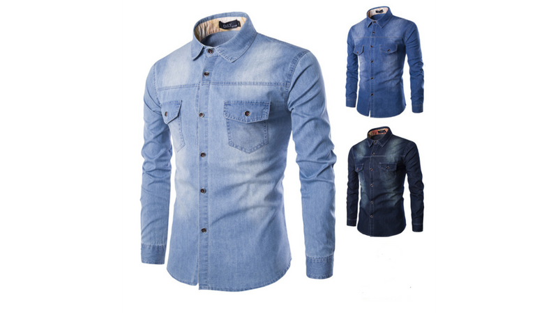 Camisa Jeans de Manga Longa