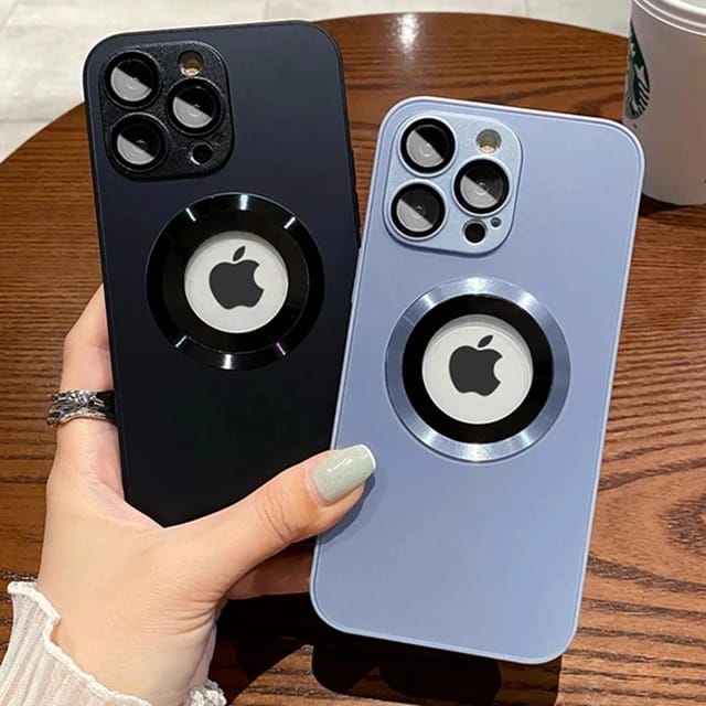 Capinhas de Vidro Fosco para iPhone com Anel de Metal Magnético