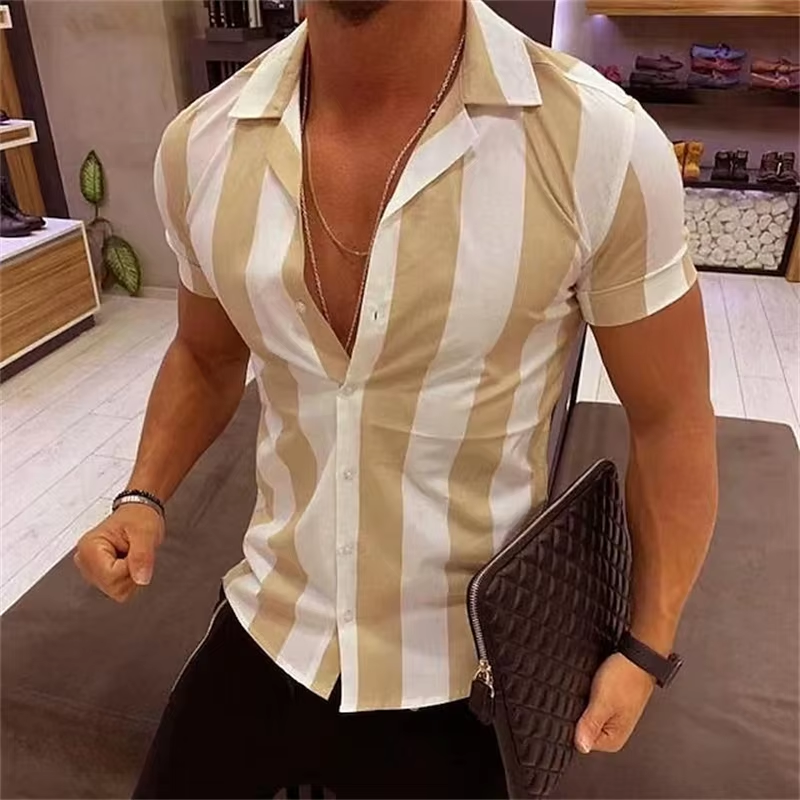Camisa Masculina de Manga Curta Listrada