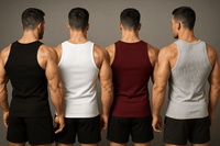 Kit com 2 Regatas Caneladas em Malha Ribana