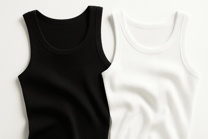 Kit com 2 Regatas Caneladas em Malha Ribana