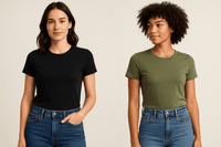 Kit 2 Camisetas Femininas Básicas Lisa 100% Algodão Premium