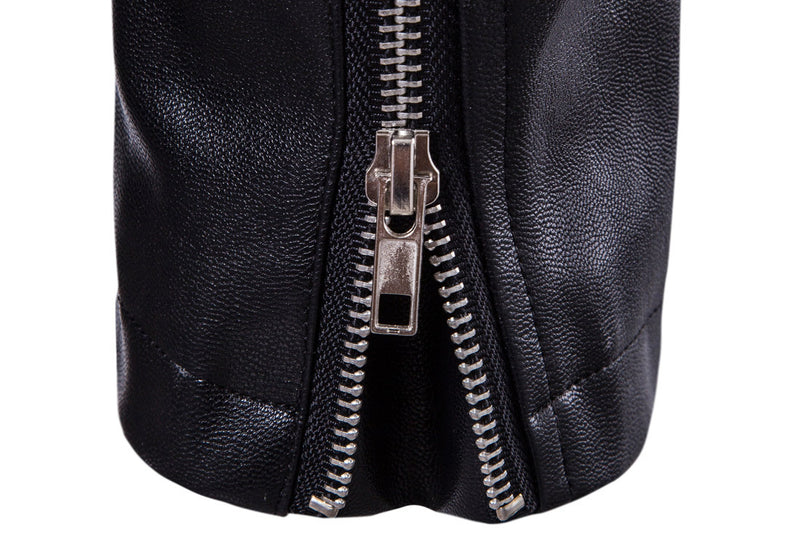 Jaqueta de Couro Masculina Estilo Motociclista