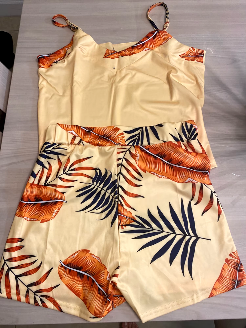 Conjunto Estampado de Verão com Alças Finas