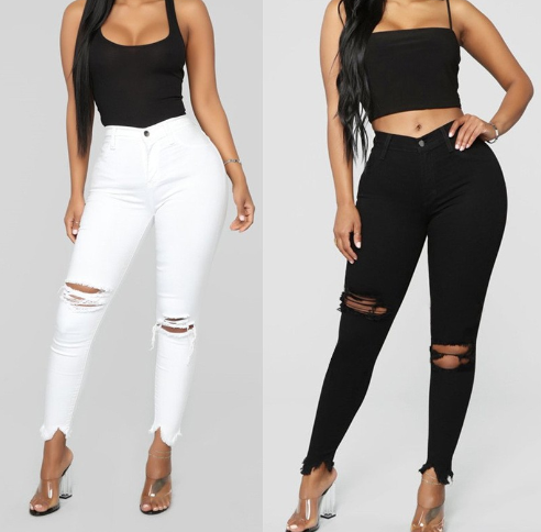 Calça Jeans Skinny Com Rasgos