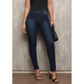 Calças Jeans Slim de Cintura Alta Marmorizada e Lisa