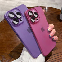 Capinhas de iPhone Fosca Ultrafina com Lente Embutida Anti-impressão