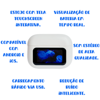 Fones A9 Pro Bluetooth com Display Touch