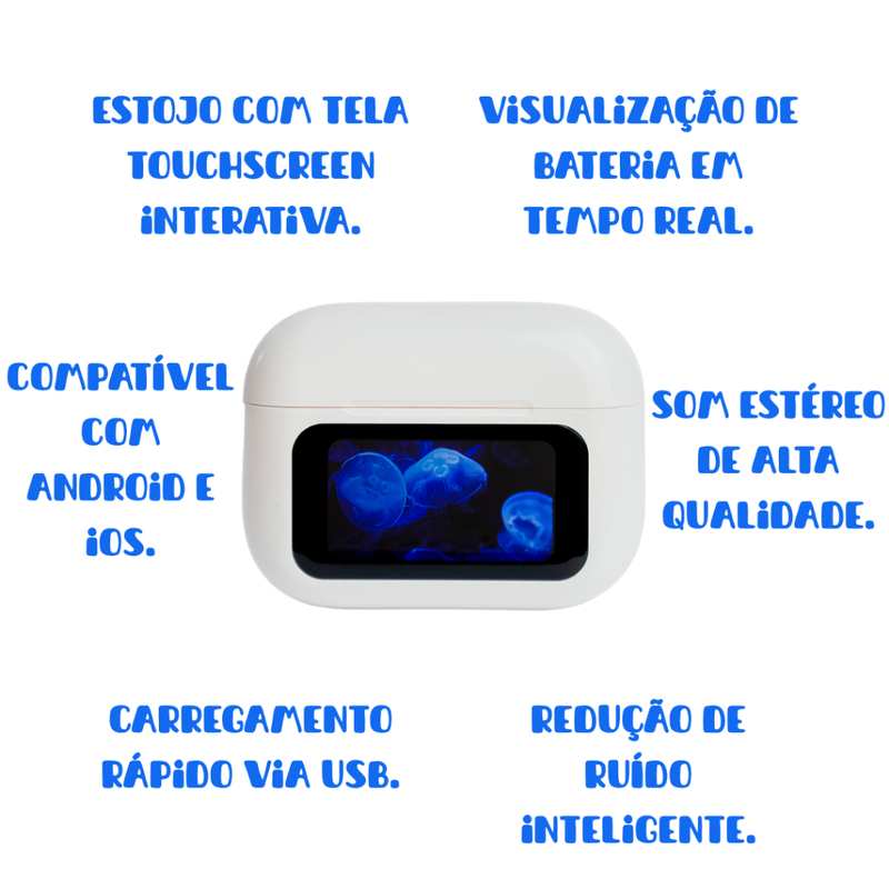 Fones A9 Pro Bluetooth com Display Touch