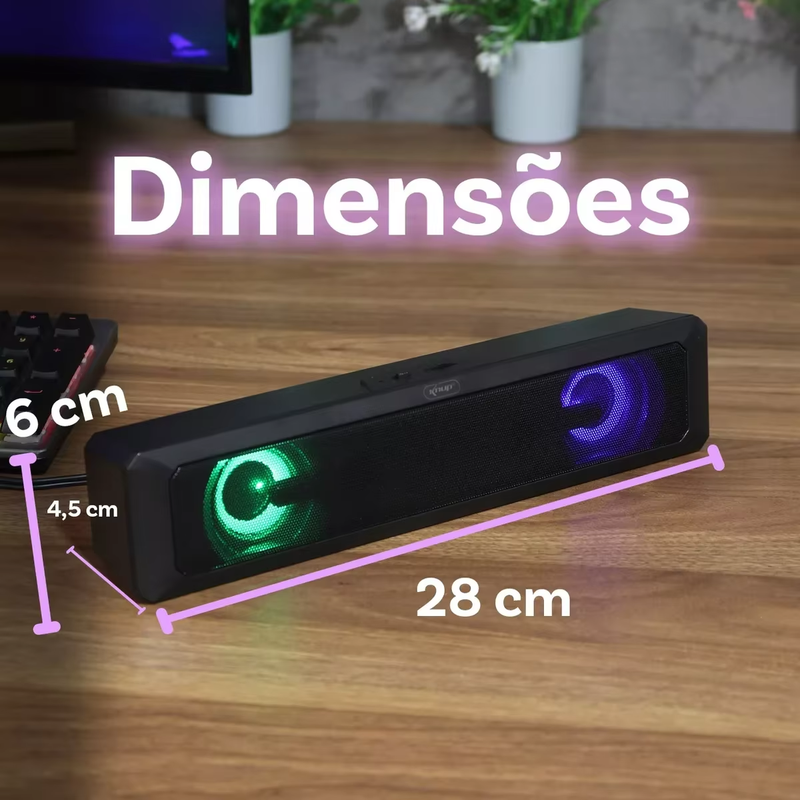 Caixa de Som Soundbar Gamer com LEDs RGB