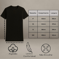 Kit 3 Camisetas Masculinas Slim Caneladas em Tecido Ribana Premium