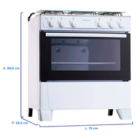 Fogão Atlas Mônaco Plus 5 Bocas Mesa Inox Forno 86,5L Automático