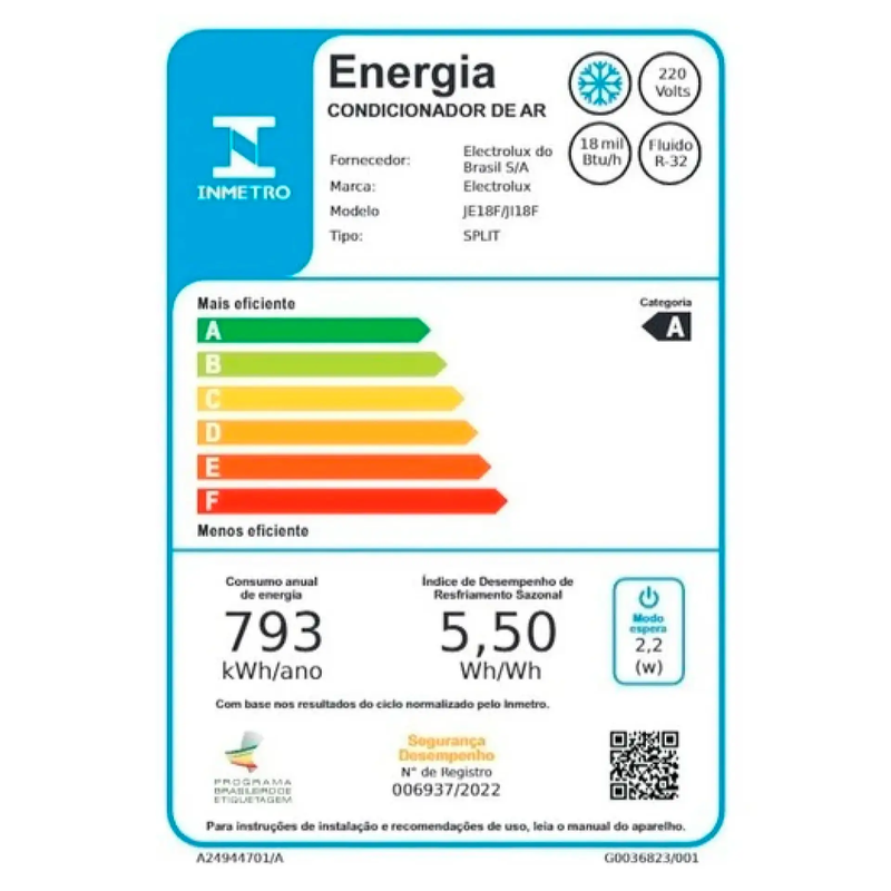Ar-Condicionado Split Inverter 18.000 BTUs Color Adapt Electrolux