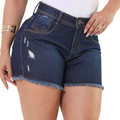 Short Jeans Feminino de Cintura Alta com Barra Desfiada em Tecido Premium