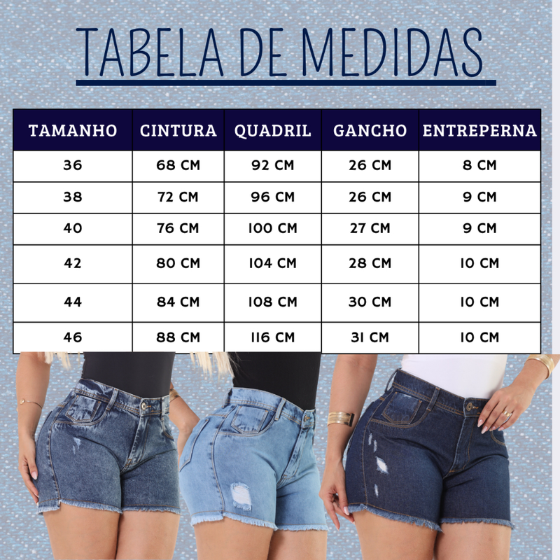 Short Jeans Feminino de Cintura Alta com Barra Desfiada em Tecido Premium
