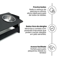 Comedouro para Pet em MDF Individual ou Dupla com Potes em Inox