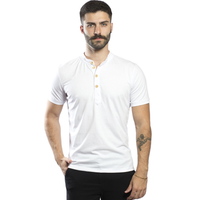 Camisa Henley Gola Padre com 3 Botões Amadeirados