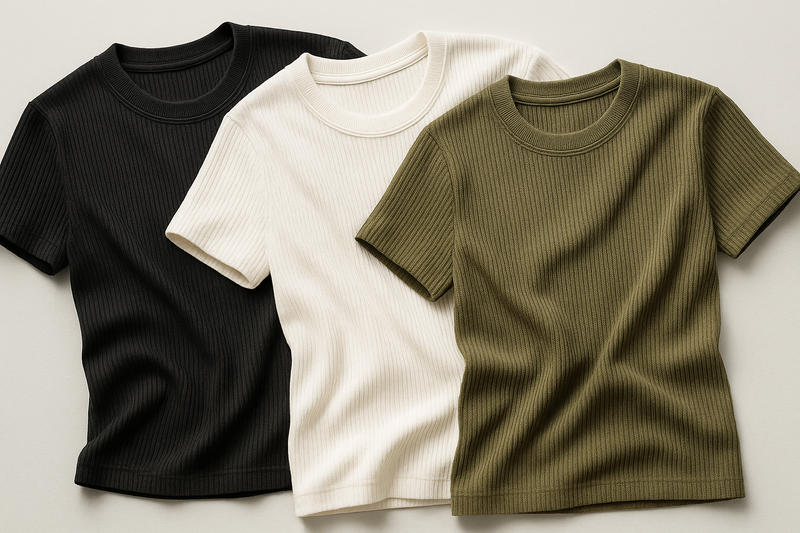 Kit 3 Camisetas Masculinas Slim Caneladas em Tecido Ribana Premium